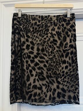 VINTAGE LAUNDRY SHELLI SEGAL90s Y2K SKIRT BLACK MESH SHEER LEOPARD  6
